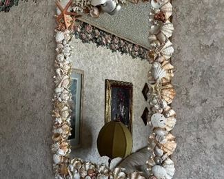 Handmade sea shell mirror.  There are 3 mirrors.   See pics at the end for loads of assorted seashells.  You can make your own design