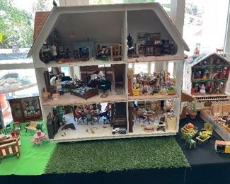 Vintage doll house & furniture 