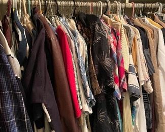 Mens clothes, jackets, ties, shirts, pants, shoes