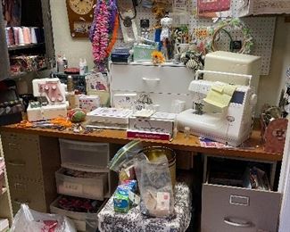 Sewing room with an abundance of everything you may need and what you didn’t know you needed