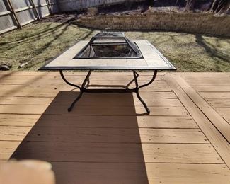 Firepit with tile edging