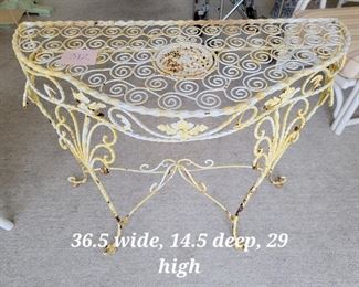 Iron patio wall table
