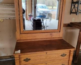 Oak dresser and mirror