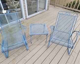 Iron chair, rocker and table