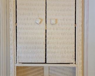 Wicker corner shelf/cabinet