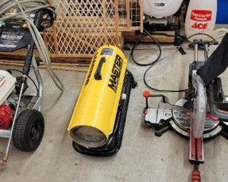 Craftsman Sliding Mitre Saw, Master Heater and Simpson Power Washer 