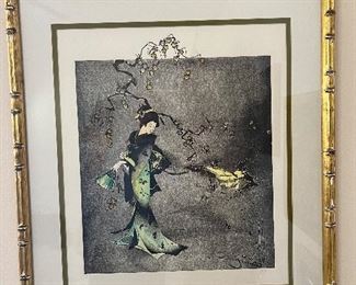 Joy Dunn Art ~ "Geisha" original hand colored etching, pencil signed & numbered 
147/150