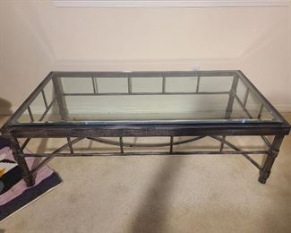 Glass & wrought-iron coffee table 