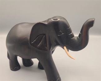 Hand carved African ebony wood elephant