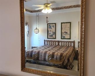 Extra large mirror w/gold etched frame