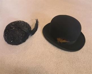 Vintage ladie's hat Plaza Suite by Betmar and Men's Stetson bowler derby hat ~
