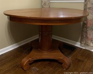 Antique American Empire Solid Oak Dining Table