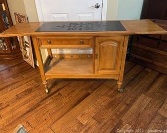 Drop Leaf Rolling Buffet Serving Cart
