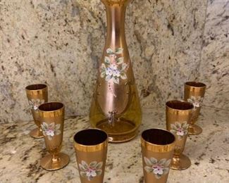 Elegant Vintage Czech Bohemian Decanter Set