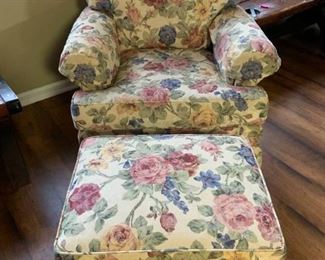 Jetton Furniture Floral Upholstered Arm Chair with Ottoman