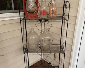 Lightweight Ivy Metal Shelving with Vintage Jars and Lantern