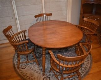 Ethan Allen table with leaf and four Nichols & Stone Co. (Gardner Mass) chairs