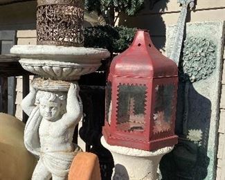 Large Cherub Bird Bath
Terra Cotta Faces
Planter, Metal Bird House, Red Metal Bird House/Votive holder