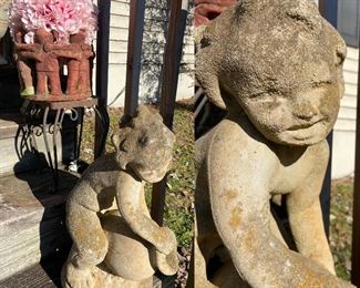 Vintage Concrete Cherub Statue