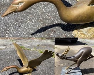 Large Brass Duck
Gold/Bronze Reindeer Sculpture on Marble Base
