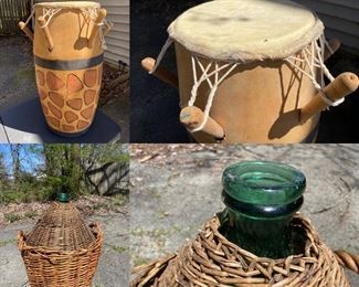 Large Wicker wrapped Italian Wine Bottle