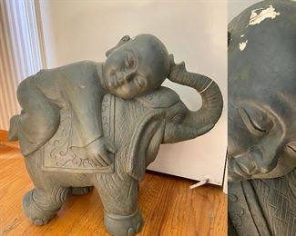 Large Plaster/Chalk Budha on Elephant 