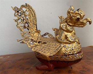 Burmese Hintha Bird Box Laquer, betel-nut wood, gold leaf, glass, mirrors 
