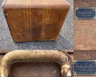 Antique Amelia Earhart Tweed & Leather Suitcase