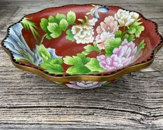 Vintage Chinese Cloisonné 15” W x 5-1/2” Deep Bowl