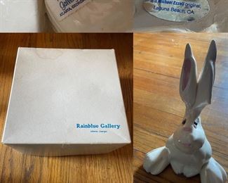 Rainbow Gallery Atlanta, Ga 
Handmade Pottery Bunny Michael Ezzell Original Laguna Beach CA