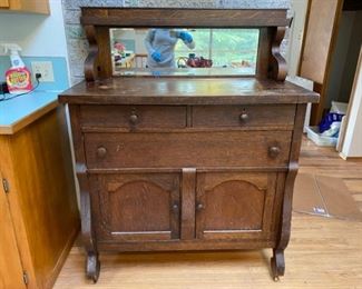 Antique 1900's, Mirrored Buffet Cabinet, Rustic and Sturdy.