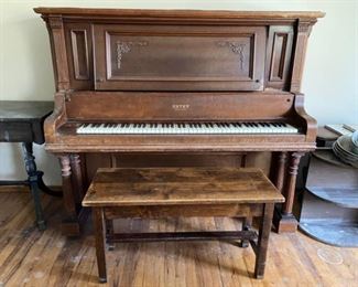 Estey Antique Upright Piano from the late 19th/early 20th Century. Piano Bench