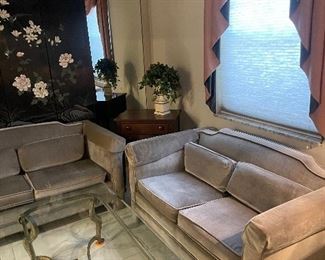 Iron coffee table with glass top