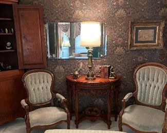 Perfect condition Victorian chairs 
Demi line table and bench