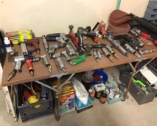 Air hand tools tool boxes bins of tools 