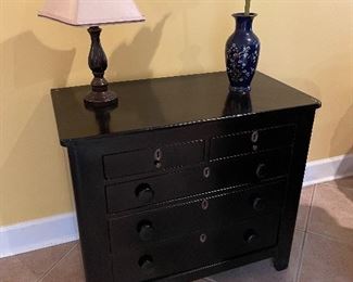 Antique lacquered chest/side table