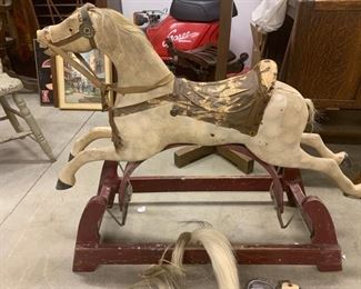 Antique Victorian rocking horse,complete