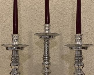 Set/3 Pewter Candlesticks