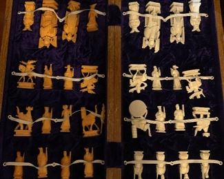 Vtg Asian 1960's Ivory Chess Set
