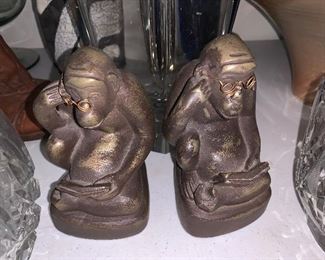 Figural Monkey Bookends