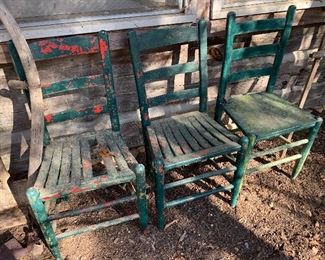 Primitive Old Wooden Chairs