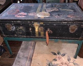 Old Travel Trunk Table