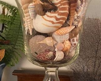Large Glass Canister with Seashells