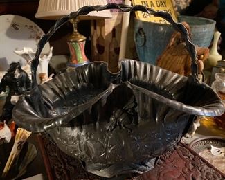Victorian Silverplate Basket with Bee