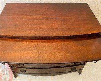 17_____ $395
Federal style bow front Mahogany chest
 • 36"H x 39 1/2"W x 22"D
