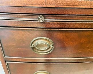 17_____ $395
Federal style bow front Mahogany chest
 • 36"H x 39 1/2"W x 22"D