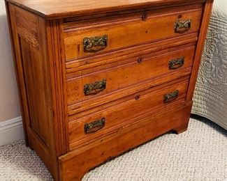25_____ $275
Pine 3 drawers antique chest
 • 29 1/2"H x 34 1/2"W x 15 1/2"D