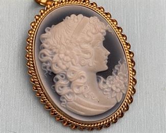 #33 - $175 Rare blue cameo on 14kt yellow gold mount 