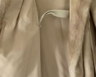 $250 - Cream mink jacket with faux leather belt sz 4 to 8 