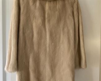 $250 - Cream mink jacket with faux leather belt sz 4 to 8 